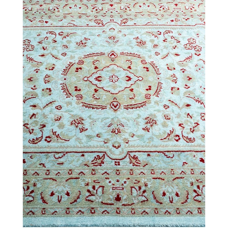 Overton Hand Knotted Wool Vintage Inspired Modern Contemporary Overdyed Blue Area Rug - 3' 1" x 5' 3"