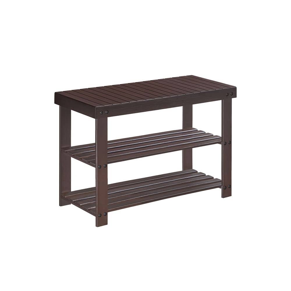 3-Tier Wicker Shoe Rack Bench with Storage Shelf Ideal for Entryway or Hallway - 11.3"D x 27.6”W x 17.8"H
