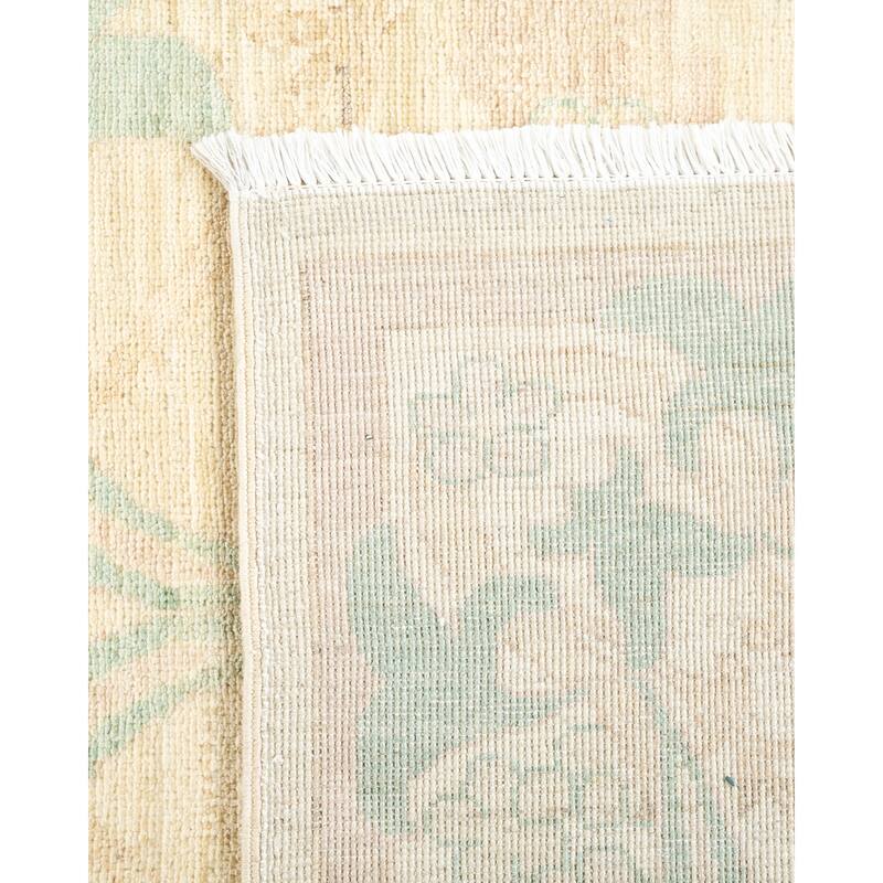 Overton Hand Knotted Wool Vintage Inspired Modern Contemporary Arts & Crafts Ivory Runner Rug