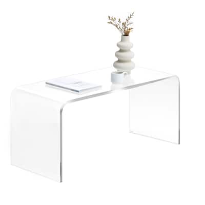 39.25" Long Rectangle All Acrylic 15mm Thick Waterfall Coffee Table, Clear