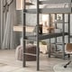 preview thumbnail 3 of 8, Full Loft Pine Wood Bed with Built-in Desk, Grey