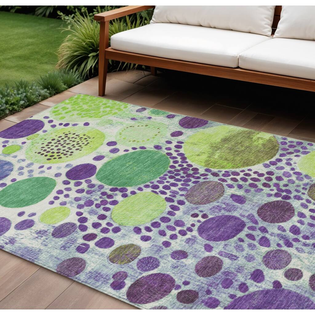 HomeRoots Geometric Transitional Rectangle Outdoor Rug