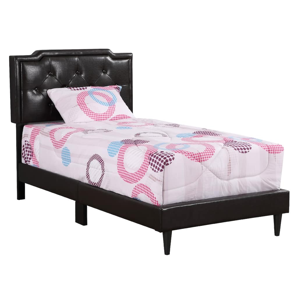 Adjustable Upholstered Tufted Twin Panel Bed - 81" - Cappuccino Brown