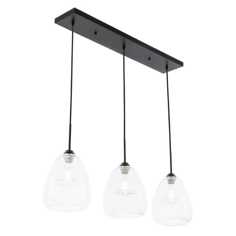Elise 36-Inch 3-Light Clear Pendant - Black