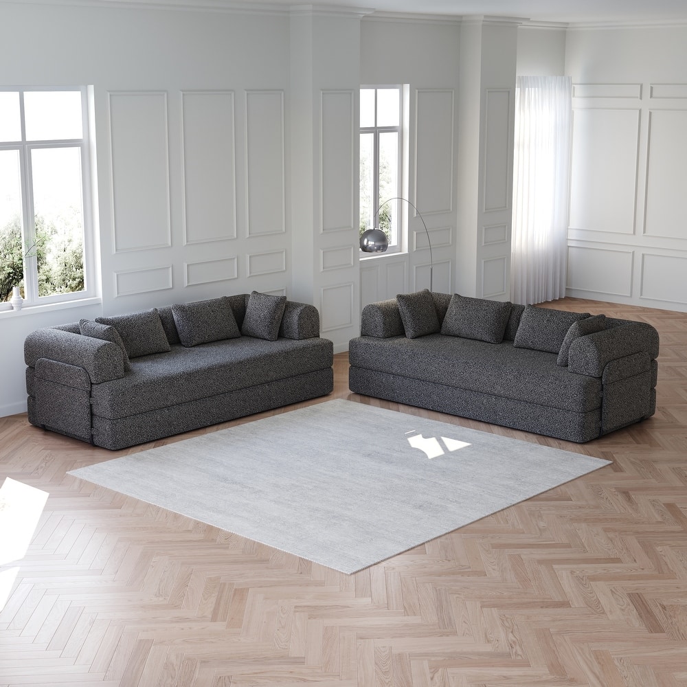 Anmytek Modern Chenille Convertible Sleeper Sofa 78.7" - 2PCS Folding Floor Couch