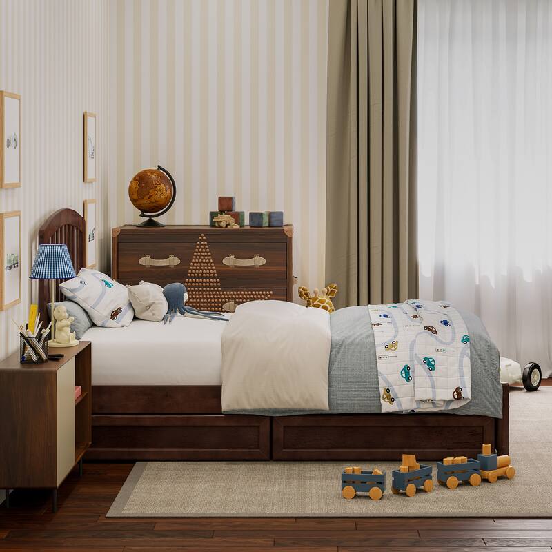 Lucia Platform Bed with Panel Footboard and Storage Drawers