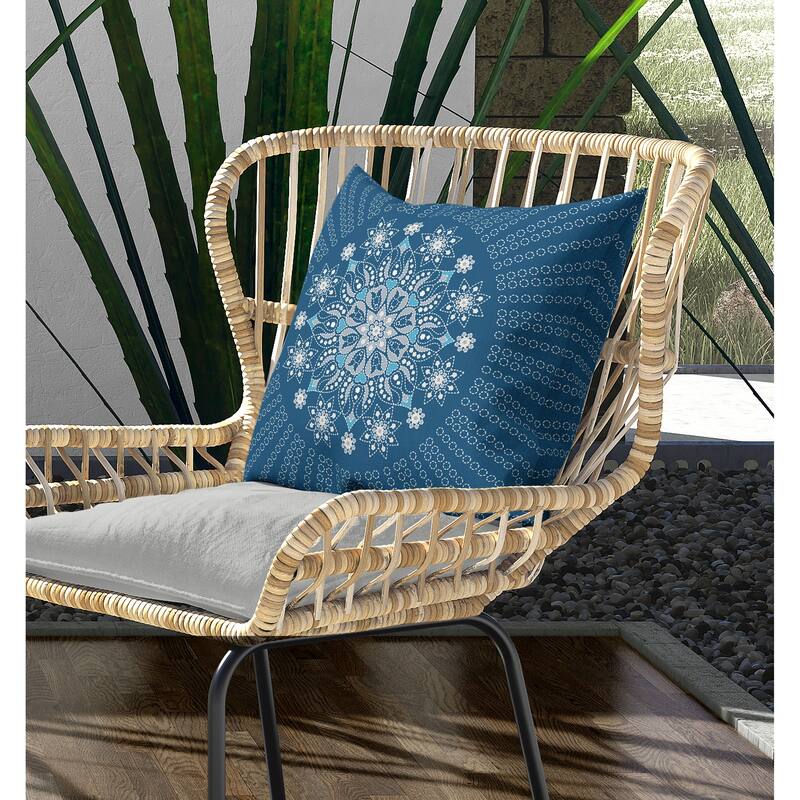 Wisteria Whirl Indoor/Outdoor Reversible Throw Pillow Blue and Gray
