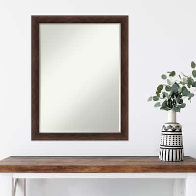 Warm Walnut Narrow Half-Inch-Bevel Wood Framed Wall Mirror - Warm Walnut Narrow - Glass Size 18x24