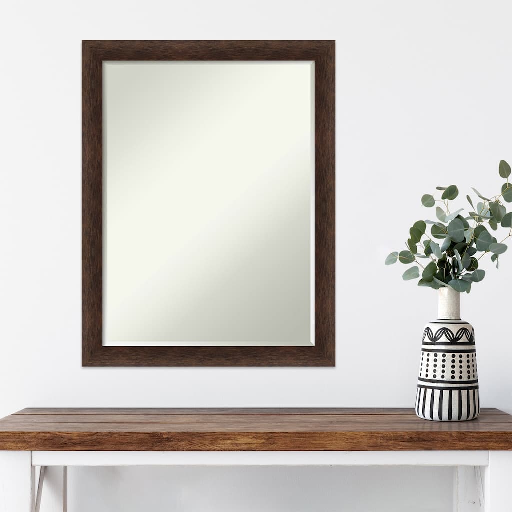 Warm Walnut Narrow Half-Inch-Bevel Wood Framed Wall Mirror - Warm Walnut Narrow - Glass Size 18x24