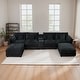 preview thumbnail 20 of 19, GDFStudio - Rei 144" U-Shaped Comfy Fluffy Chenille Modular Sofa with Movable Ottoman & Storage