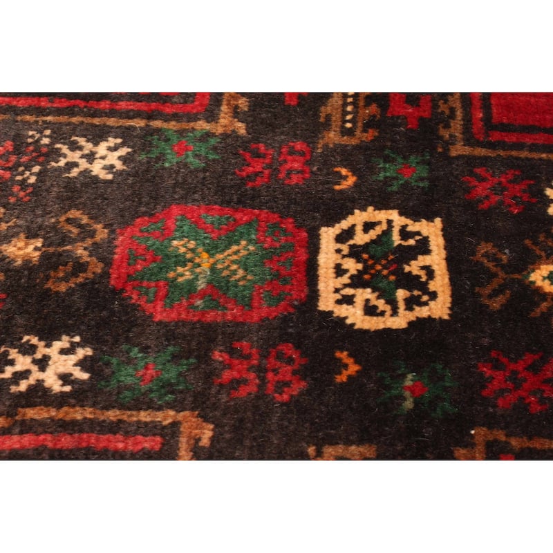 ECARPETGALLERY Hand-knotted Baluch Dark Red Wool Rug - 3'4 x 6'5