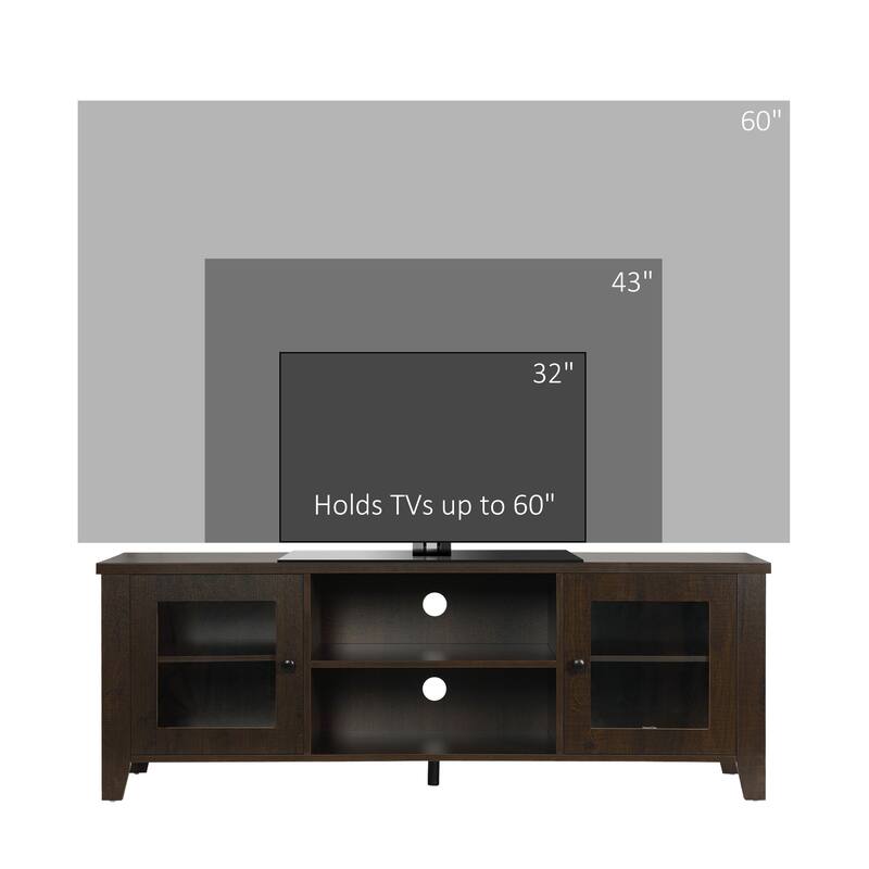 Modern TV Stand with Adjustable Shelves Cable Management and Heavy Duty Capacity - 55" W x 15.5" D x 19.75" H