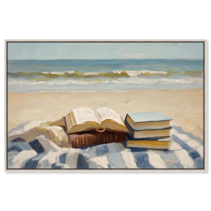 Beach Reading Canvas by Art Remedy - Silver - 36" x 24"