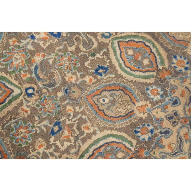 Hand Knotted Oriental 100% Wool Carpet Traditional Floral Greys & Charcoal Tabriz Area Rug - 11' 11'' X 9' 0''