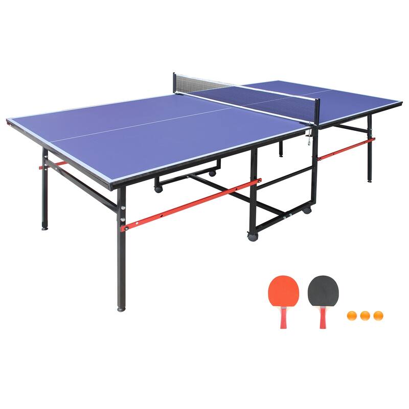 8FT Foldable Tennis Table Ping Pong Table Set, 2 Paddles & 3 Balls