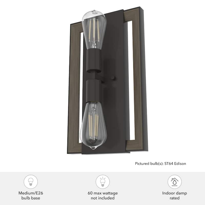 Hunter Woodburn Wall Sconce - Hallway, Bedroom, Artwork - Industrial, Rustic, Transitional - Damp Rated!