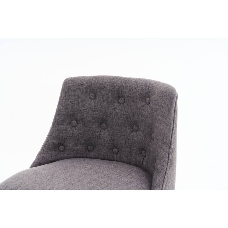 25" Swivel Bar Stools Set Of 2-Modern Counter Height Stools With Linen Upholstery&Button Tufted Back