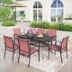 preview thumbnail 33 of 32, MAISON ARTS 7-Piece Patio Dining Set Metal Rectangle Table and 6 Textilene Chairs