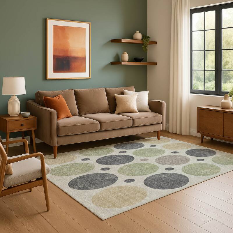 Premium Washable Super Soft Casual Circles Mayfield Rug