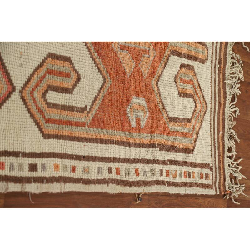 Turkish Anatolian Natural Dye Runner Rug Handmade Wool Carpet - 3'5"x 13'5"