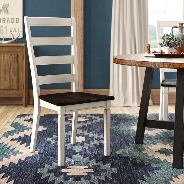 Glenwood Rubbed White and Charcoal Ladderback Dining Chair (Set of 2) On Sale Bed Bath
