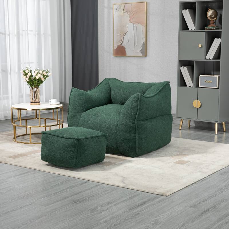 GDFStudio - COOLMORE Boucle Bean Bag Chair with Memory Foam Filling for Ultimate Comfort