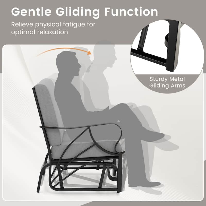 Gymax Patio Glider Chair Single Outdoor Rocking Chair w/ Seat & Back