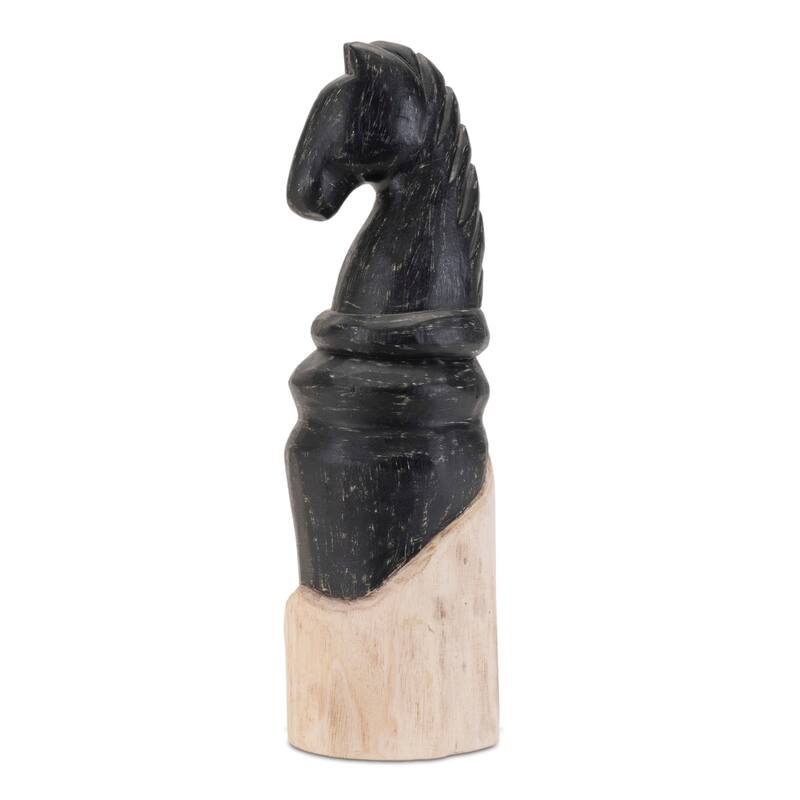 Mango Wood Knight Chess Piece Figurines - 13.75" - Set of 2
