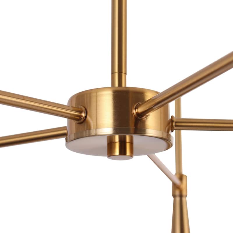 Conia Mid-Century Modern Black 5-Light Wheel Chandelier for Dining Room