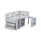 preview thumbnail 11 of 20, Rubber Wood Loft Bed with Drawer, Cabinet, Shelf and Pulling -Out Desk,Twin Size