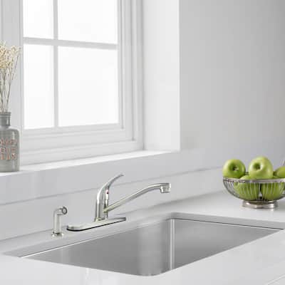 WMF-8348Z-BN - Hybrid Metal Deck Kitchen Sink Faucet Single Handle, Ceramic Cartridge with Side spray, Brushed Nickel Finish