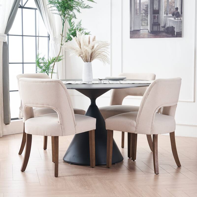 Dining Chairs Set of 2/4/6,Fabric Upholstered Kitchen Chairs with Wood Legs