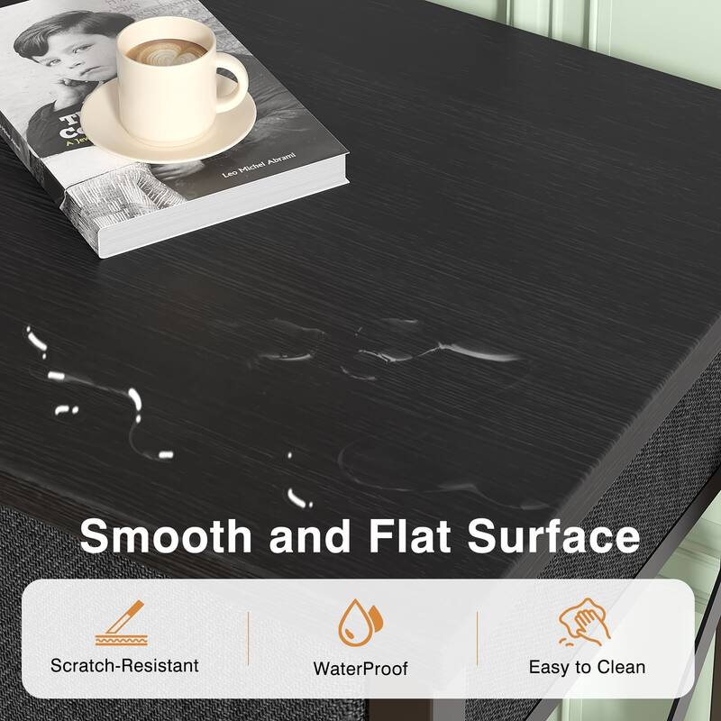 VECELO X Frame Nightstand with Removable Fabric Drawer Easy to Clean Nightstand Multifunctional End Table with Open Shelf