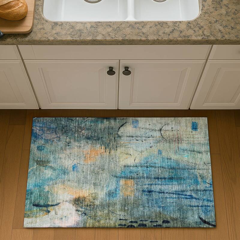 Premium Washable Super Soft Abstract Glam Mayfield Rug - Teal - 1'8" x 2'6"