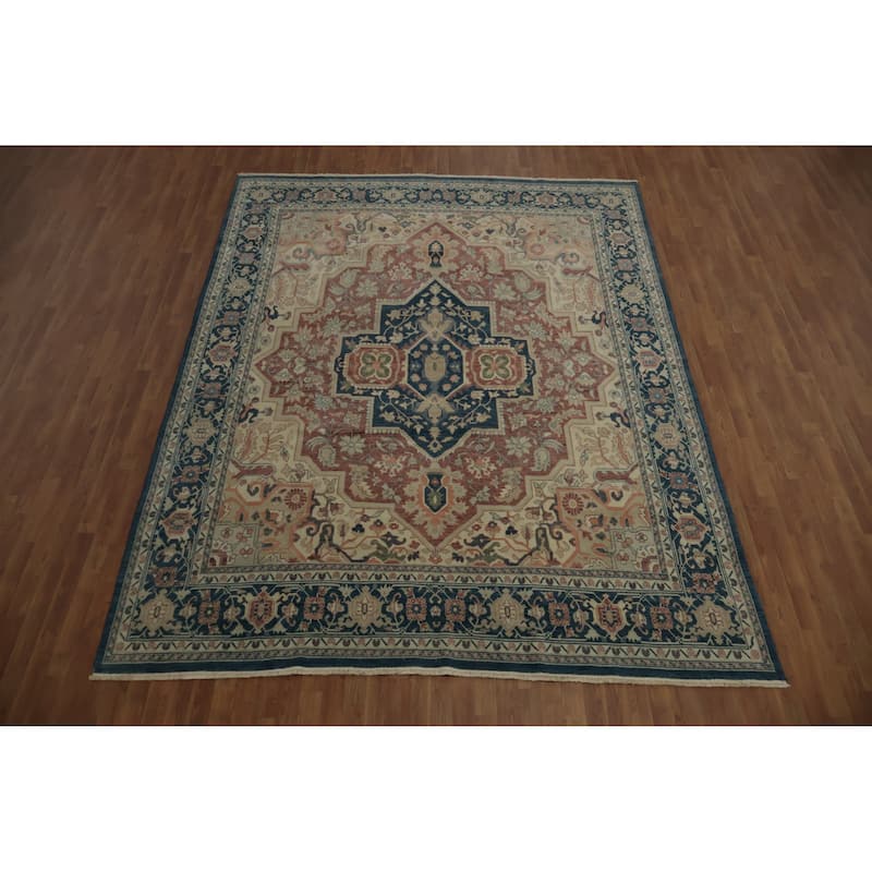 Hand Knotted Oriental 100% Wool Carpet Transitional Floral Pink Oushak Area Rug - 11' 6'' X 8' 11''