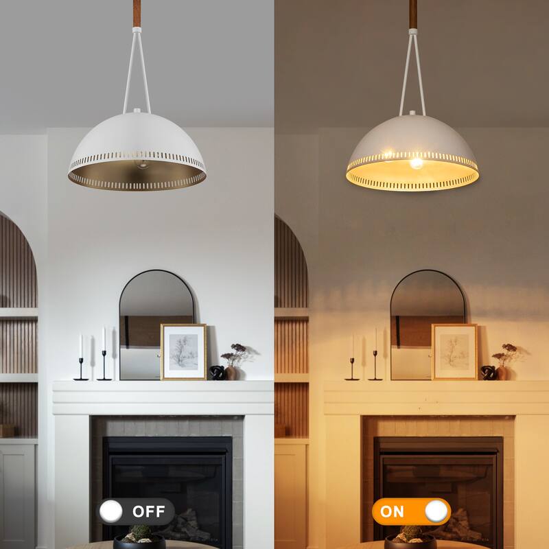 Modern Dome Pendant Light with Gold Interior Kitchen Lamp - Dia.16-in