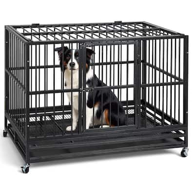 48" Dog Crate, with Wheels and Sturdy Locks