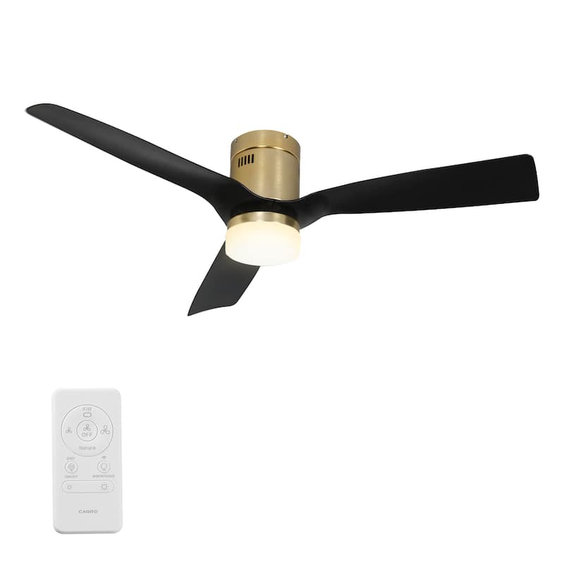 CARRO Pollux 52" Indoor Smart Ceiling Fan with Light and Remote-Flush Mount - Black