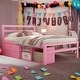 preview thumbnail 1 of 43, 3 Color Full Size Wood Platform Bed with Removable Storage Shelves, Built-in 2 Storage Drawers Pink