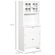 preview thumbnail 3 of 23, HOMCOM Kitchen Buffet Hutch Wooden Storage Cupboard with Framed Glass Door, Drawer and Microwave Space - 27"x15.75"x64.5"