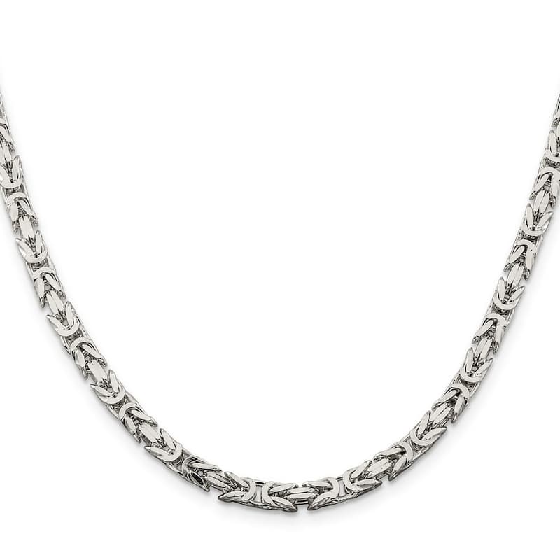 Curata 925 Sterling Silver 4.25mm Squared Byzantine Chain Necklace for Men Optiosn: 16 18 20 24 30