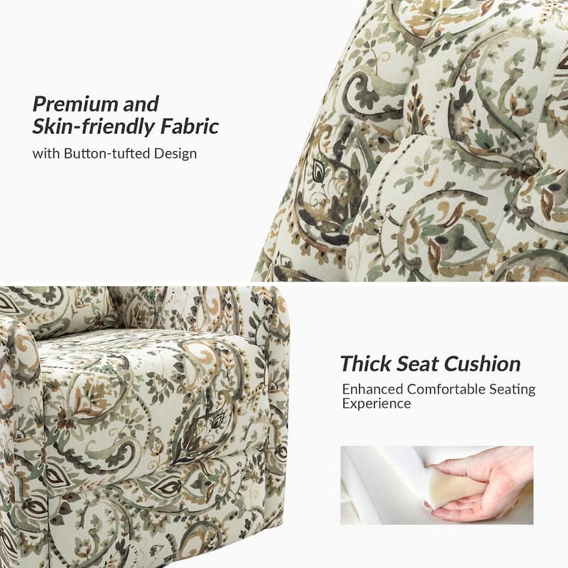 Arlette Floral Manual Swivel Recliner with Tufted Back Set of 2
