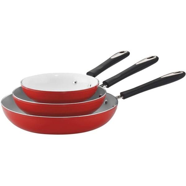 Shop Cuisinart 5922 81012r Elements Set Of 3 Skillet 8 10 12 Red Overstock 23148496
