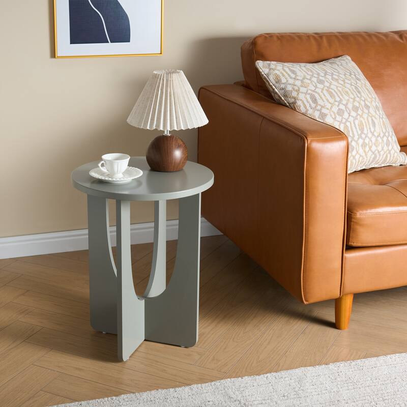 Theo Wood Side Table with Curved Panel Base