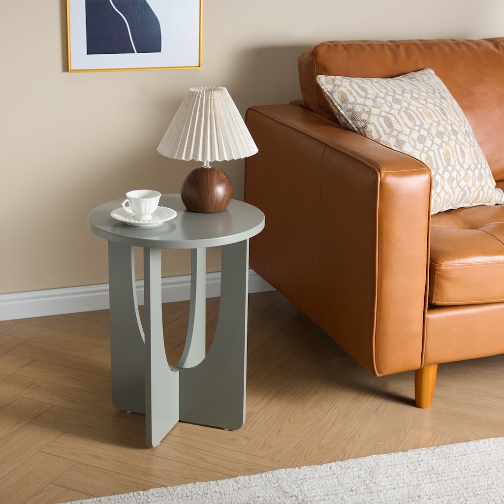Theo Wood Side Table with Curved Panel Base