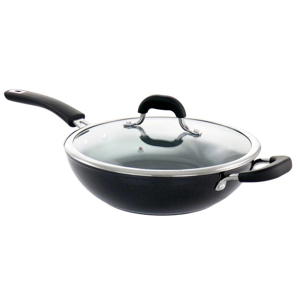 Kenmore Non-Stick Electric Skillet with Glass Lid 12x12 Black and Grey