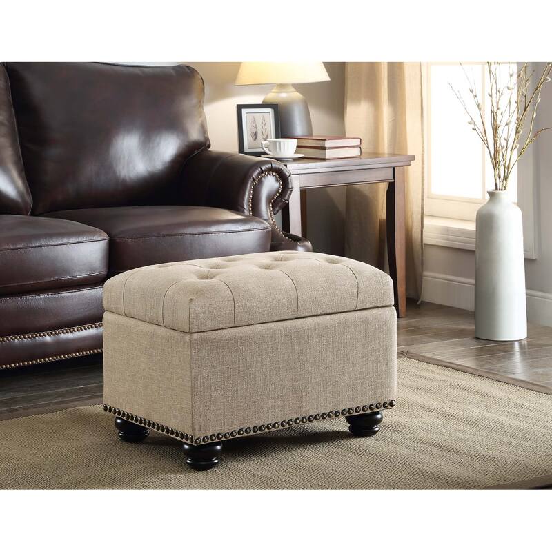 Convenience Concepts Designs4Comfort 5th Avenue Storage Ottoman - Tan Fabric
