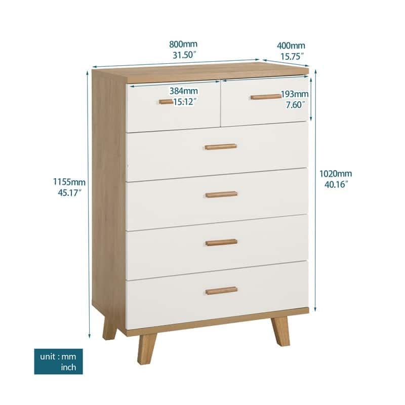 Modern Wood 6 Drawer Dresser Bedroom Storage Drawer Organizer Closet
