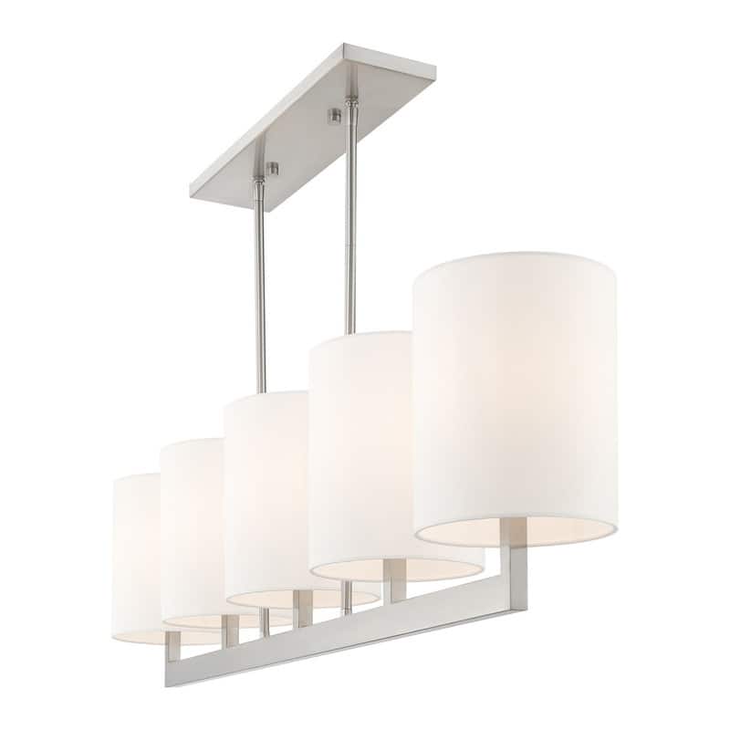 Livex Lighting 5-light Brushed Nickel Chandelier, 42406-91 - 49" L X 7.5" W X 22" - 40" ADJ H