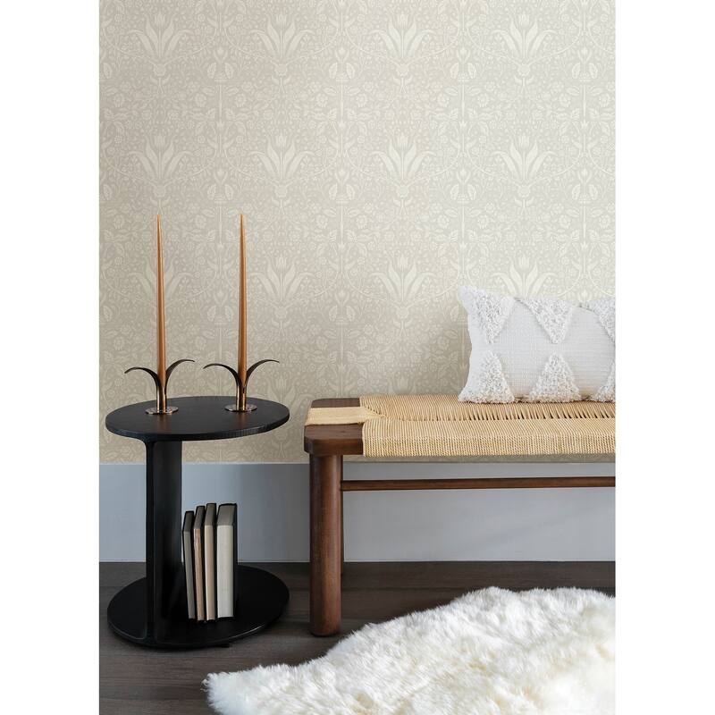 A-Street Prints Mara Beige Tulip Ogee Wallpaper